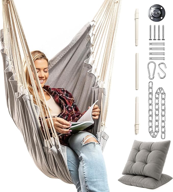 Hanging Hammock Chair Swing – Hanging Chair Outdoor & Indoor by EXTIRIO