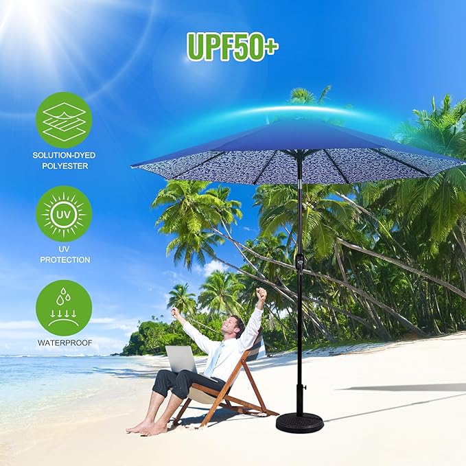 Backyard Expressions 9 ft. Patio Umbrella, Market Table Umbrella w/Tilt and - Image 4
