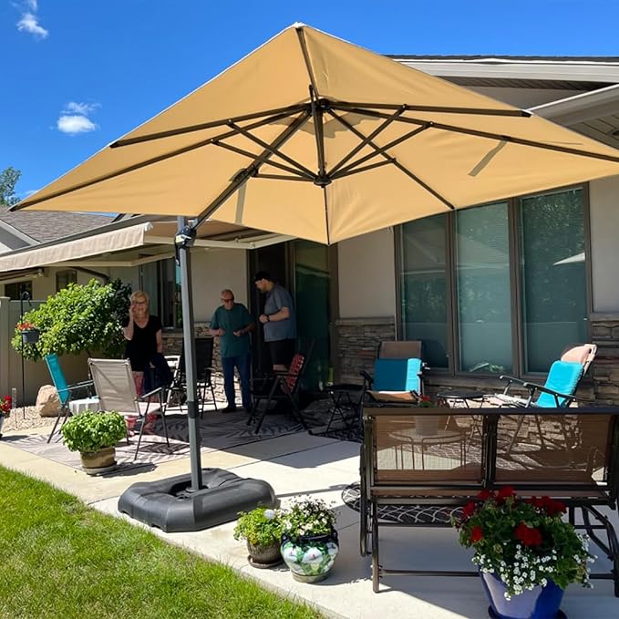 PURPLE LEAF 8 Feet Patio Umbrella Outdoor Cantilever Square Umbrella Aluminum by PURPLELEAF