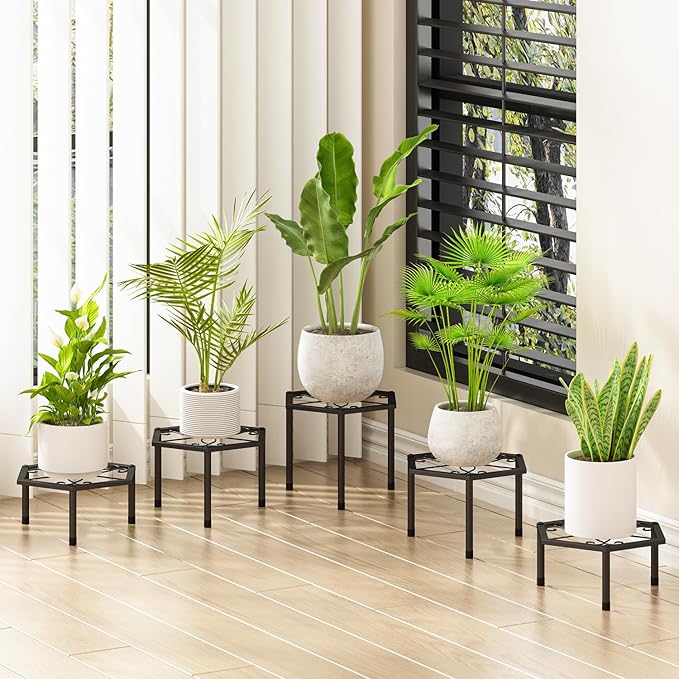 5-Pack Metal Plant Stands, Anti-Rust Iron Flower Pot Stand Plant Pot Shelf - Image 7