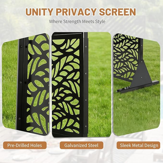 VINGLI Privacy Fence Panels, 72H’’ x 47W’’ Metal Privacy Screen Freestanding - Image 6