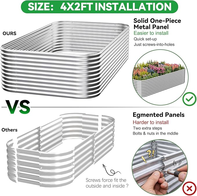 3 Pack Tall 4x2FT Raised Beds for Gardening, Corrugated Galvanized Steel Raised - Image 2