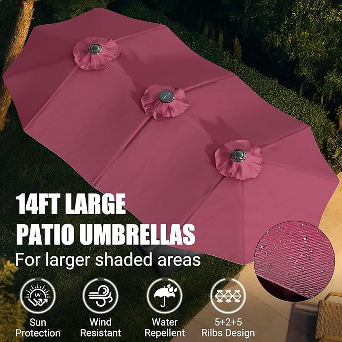 LEVELEVE 14FT Double-Sided Patio Umbrella - Image 5