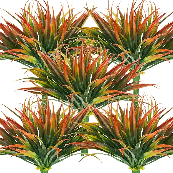 32Pcs Artificial Grass Fake Plants 17.3in Outdoor Plastic Plants UV Resistant by Phliofd