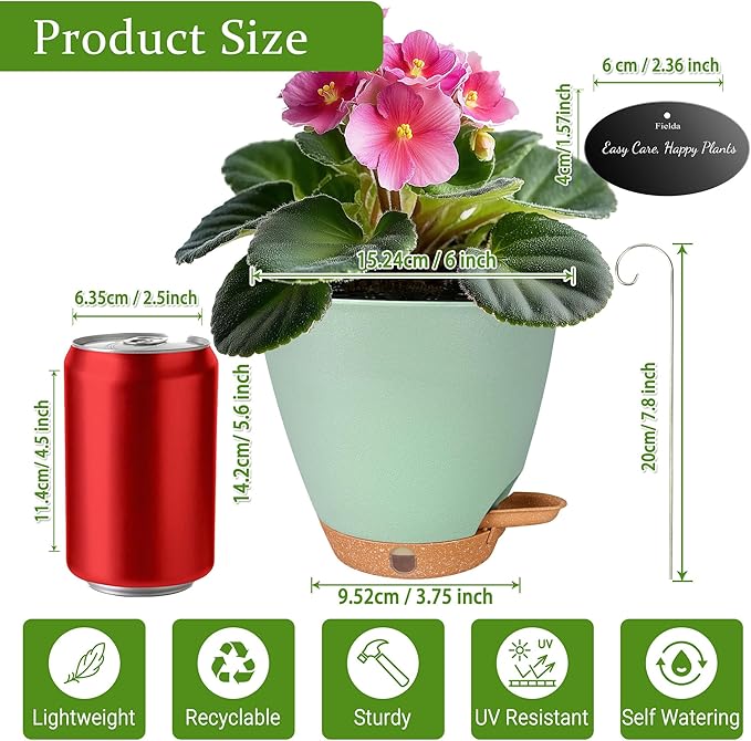 6 Inch Self Watering Pots for Indoor Plants – Small Plastic Planters - Image 5