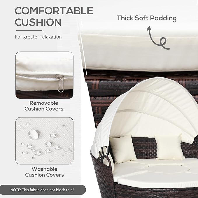 Outsunny 4-Piece Round Convertible Daybed - Image 6