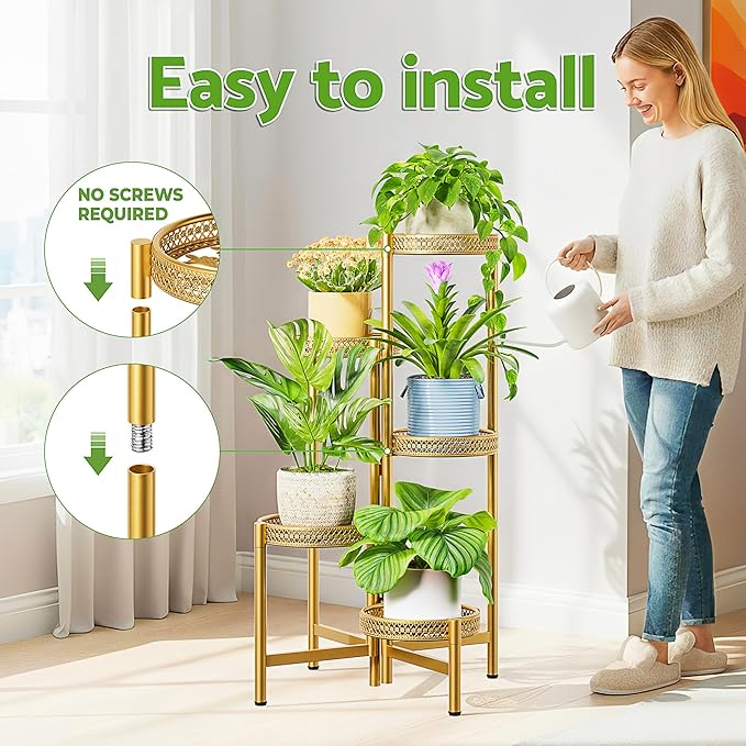 Tall Plant Stand Indoor Outdoor, Corner Metal Flower Pot Stands - Image 6