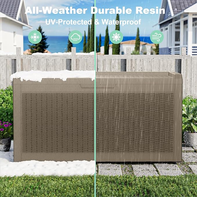 DRATO 60 Gallon Deck Box, Waterproof Resin Large Outdoor Storgae Box - Image 6