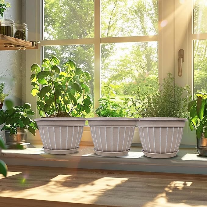 FGstyle 4 Pack Flower Pots, 8 Inch Plants Pot, Planters Pot - Image 6