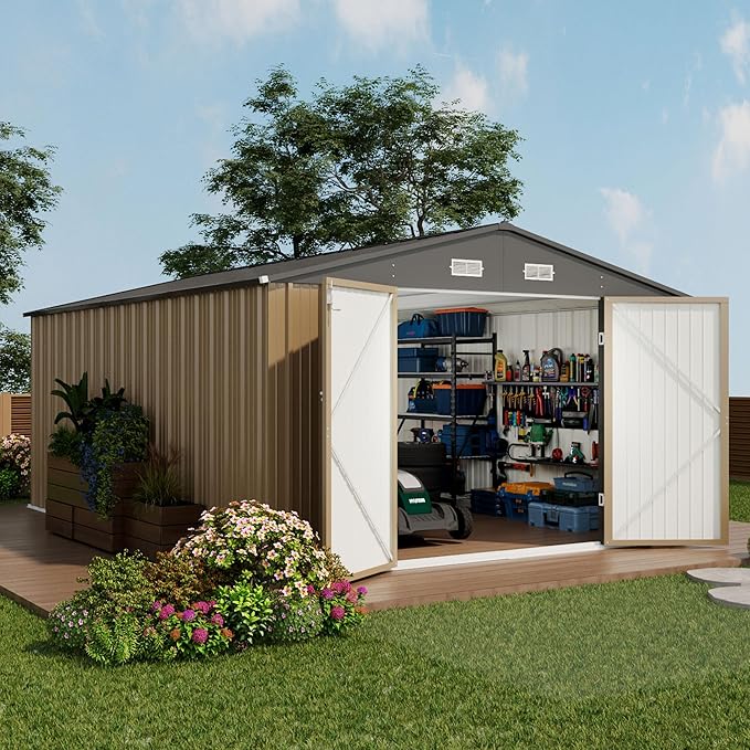 Devoko 10x14 FT Outdoor Storage Shed, Large Metal Storage Sheds by DEVOKO