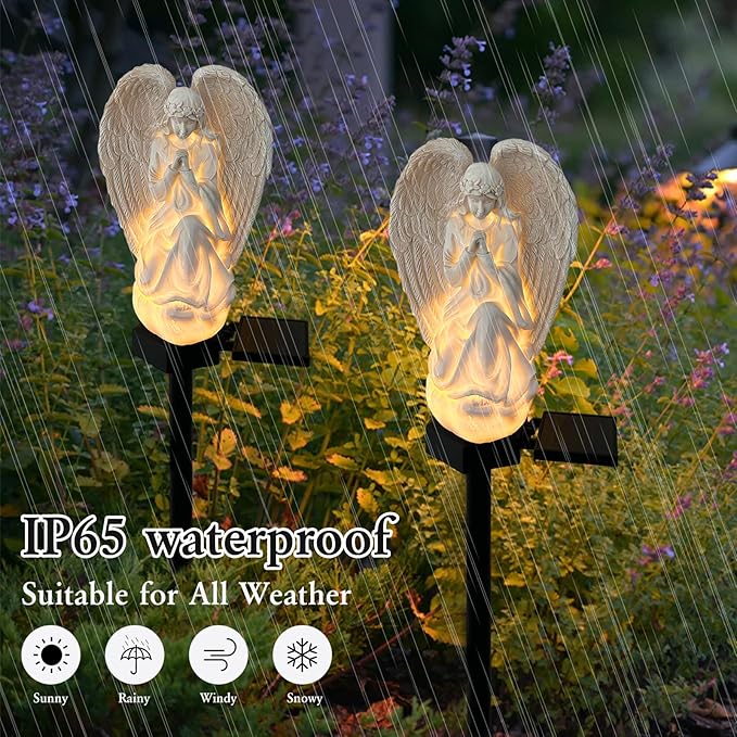 Solar Garden Angel Lights, Waterproof Outdoor Garden Angels Statue Decorations - Image 5