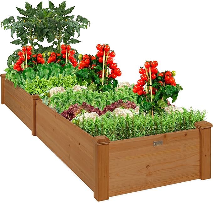 Best Choice Products 8x2ft Outdoor Wooden Raised Garden Bed Planter by BestChoiceProducts