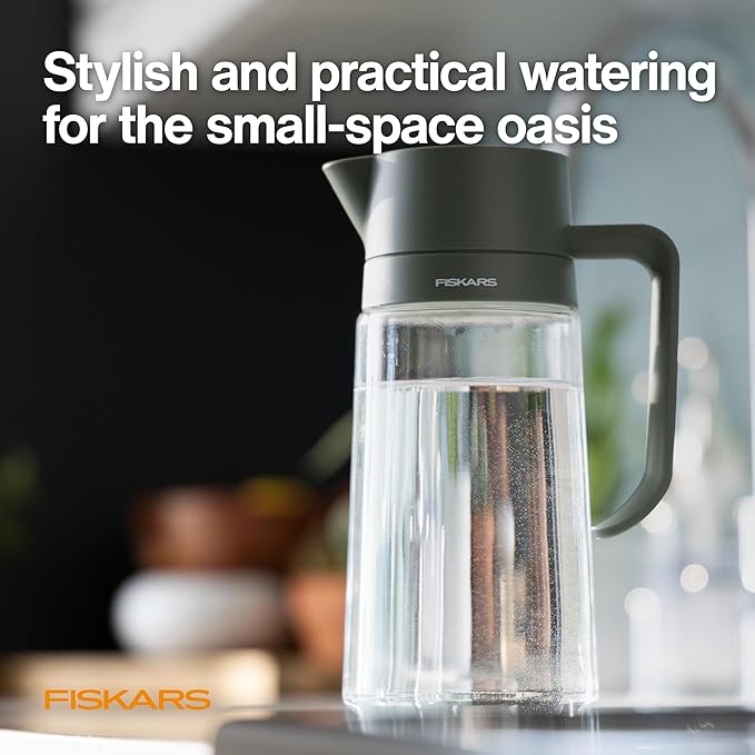 Fiskars Glass Watering Carafe, Indoor Plant Watering Can - Image 3