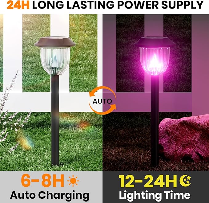 AOSEA 4 Pack Christmas Solar Pathway Lights Outdoor Waterproof - Image 6