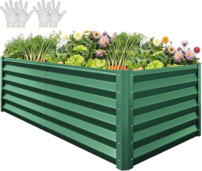 YITAHOME 6x3x3ft Large Raised Garden Bed Kit, Galvanized Metal Planter Box by YITAHOME