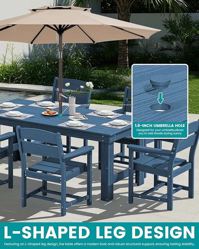 SERWALL Outdoor Dining Table Set, 67‘’ HDPE Patio Dining Set - Image 5