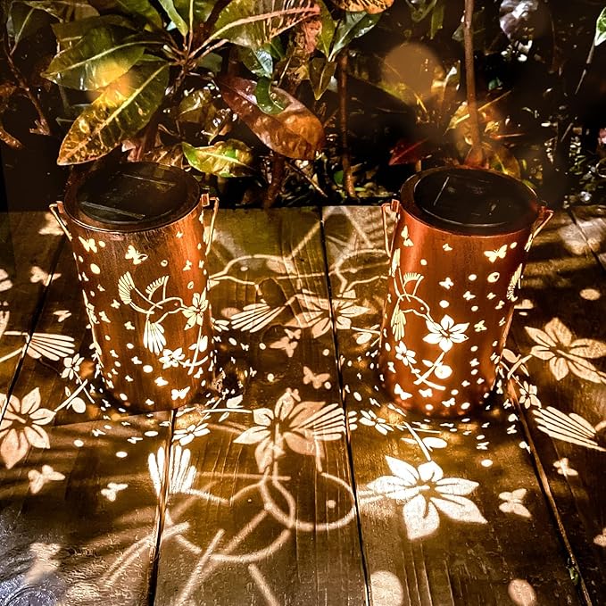2 Pack Solar Lanterns Outdoor Waterproof Hummingbirds Birthday Gifts - Image 8