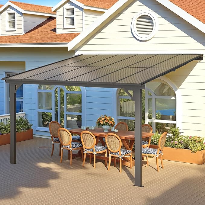 AECOJOY 10' x 12' Adjustable Height Outdoor Lean to Gazebo Pergola - Image 4