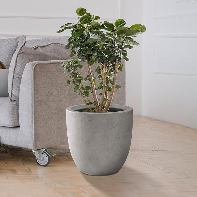 Kante 13.4" Dia Round Concrete Planter, Large Outdoor Modern Indoor Decorative - Image 3