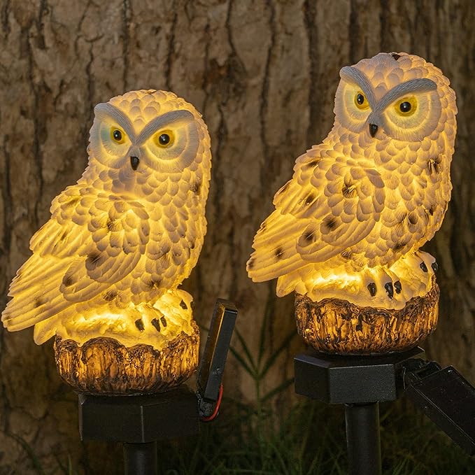 Dazzle Bright 2 Pack Owl Figure Solar LED Lights, Resin Garden Waterproof - Image 6