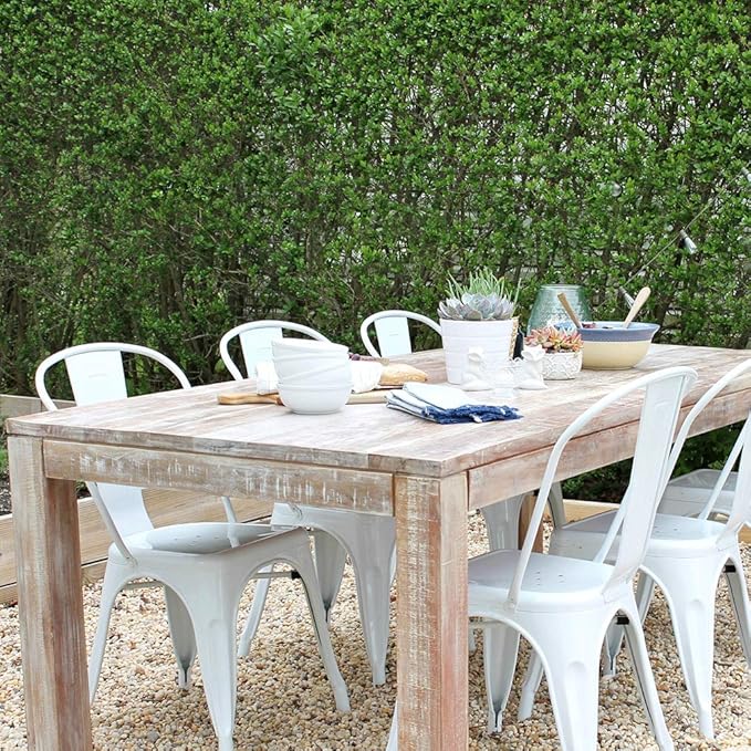 FDW | Set of 4 Metal Dining Chairs | Cream | Stackable Tolix Side Chairs - Image 4