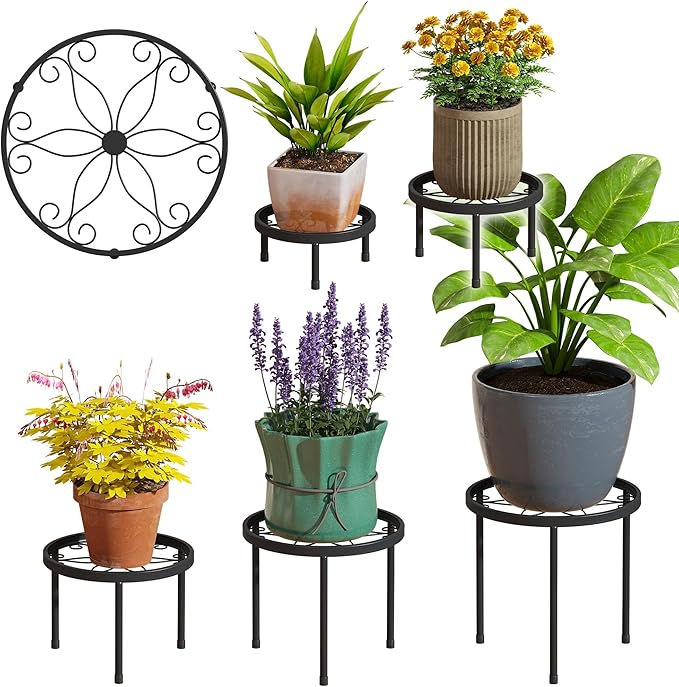 Plant Stand Indoor Outdoor 5 Pack Heavy Duty Metal Stand Multiple Plants by FILWH