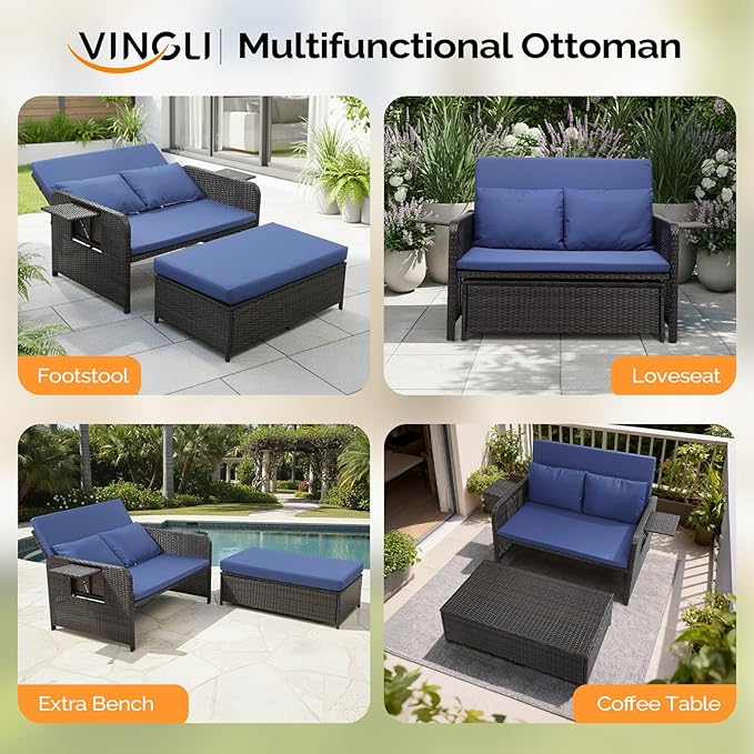 VINGLI Patio Daybed, Wicker Outdoor Daybed - Image 8