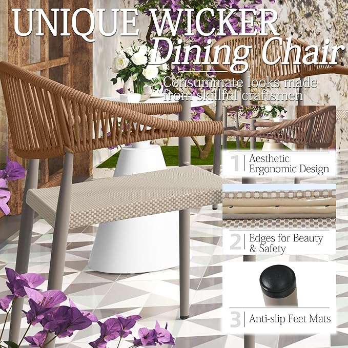 TWT Patio Dining Chairs Outdoor Stackable Dining Chairs - Image 5