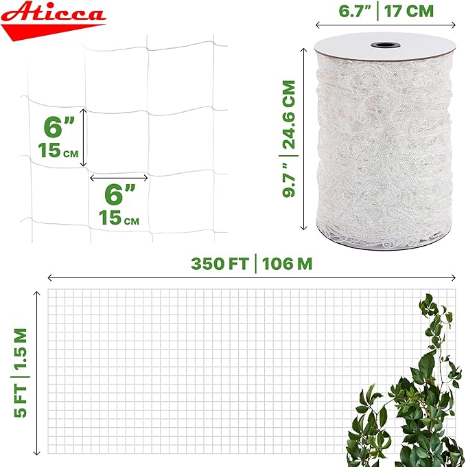 Trellis Netting 5 x 350 ft Heavy Duty Polyester Plant Support Netting White - Image 2