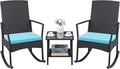 Greesum 3 Pieces Patio Furniture Set Outdoor Wicker Rocking Chairs by BuynowfromGreesum