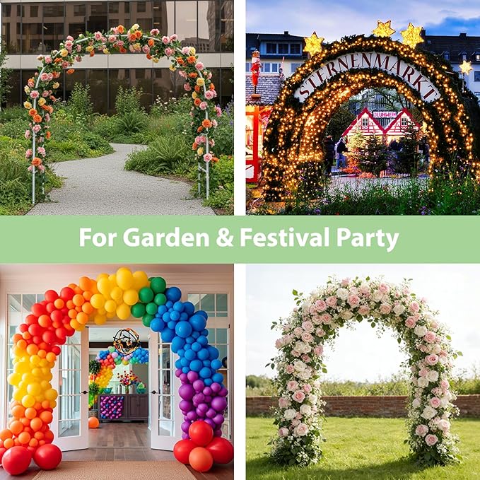 RUBFAC 94" Metal Wedding Arch Frame, Garden Arbors and Arches Party Archway - Image 7
