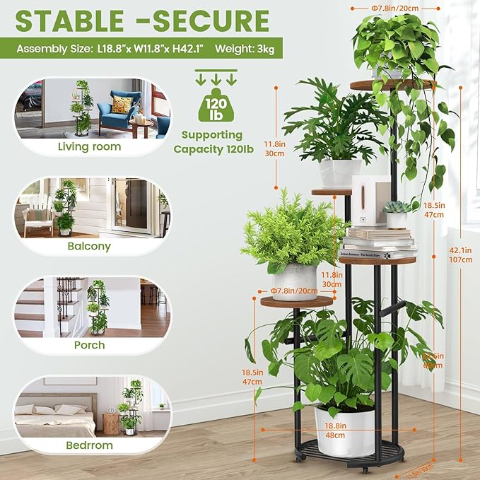 TOSKING 5 Tier Metal Plant Stand Indoor， Plant Shelf, Corner Shelf Flower Pot - Image 4