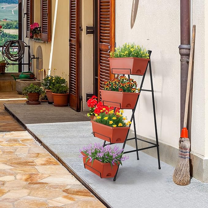 OYEAL Raised Garden Bed 4 Tier Vertical Garden Planter Indoor Outdoor Herb - Image 5