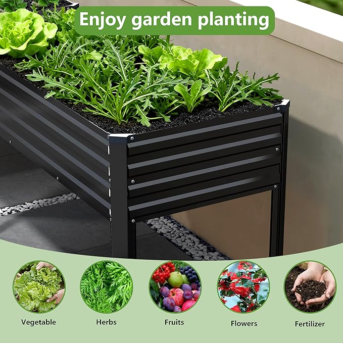 48×24×30in Galvanized Raised Garden Bed, Metal Elevated Planter Box - Image 3