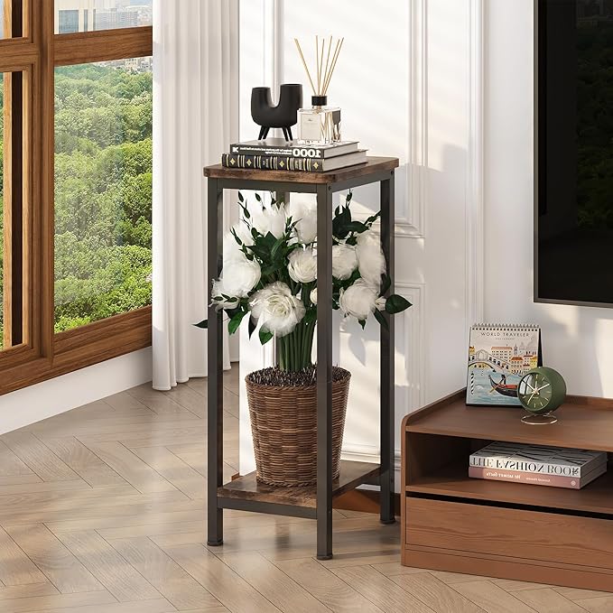 Homeiju 2-Pack Plant Stand Indoor, 2 Tier Wood Corner Plant Stand, Modern - Image 6