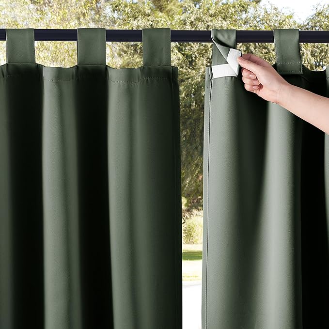 NICETOWN 2 Panels Greyish Green Outdoor Curtainss by NICETOWN