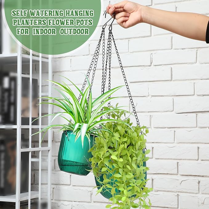 Maxcheck 4 Pcs Self Watering Hanging Planters Indoor Gift 6.5'' 4.5'' Hanging - Image 3