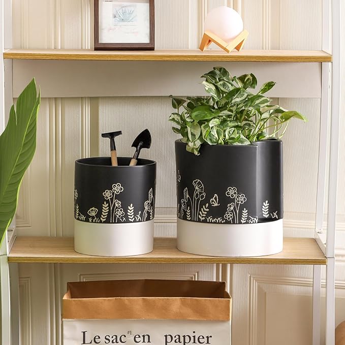 Nihow Self Watering Plant Pot: 8 Inch Ceramic Planter - Image 5