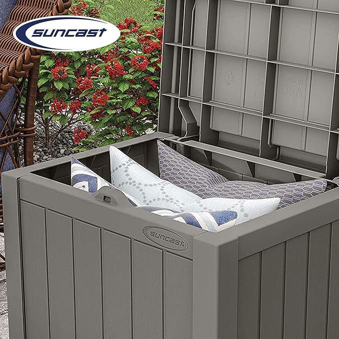 Suncast 22 Gallon Indoor or Outdoor Backyard Patio Small Storage Deck Box - Image 5