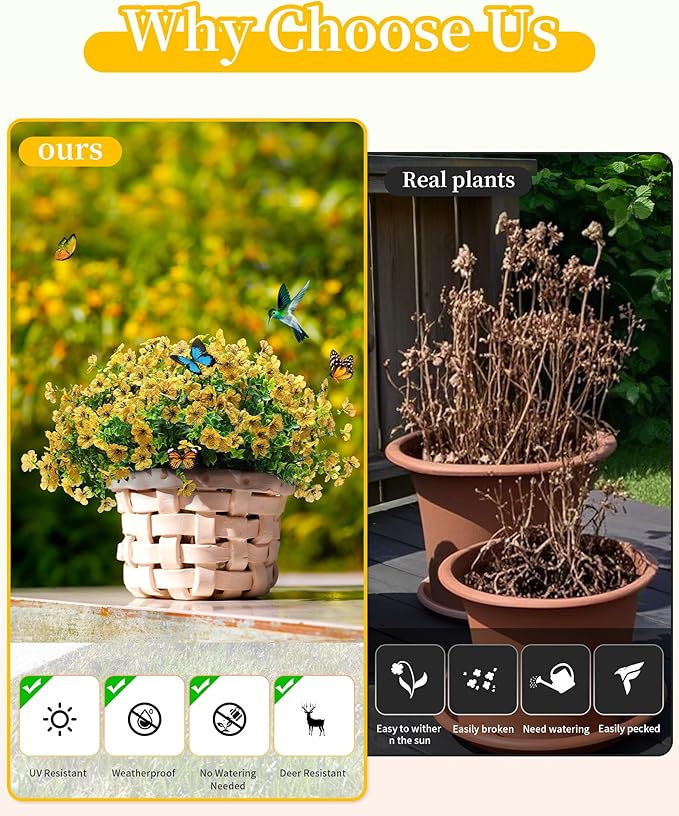 JAKY-Global Artificial Flowers for Outdoors Faux Outside Plants Spring Summer - Image 4