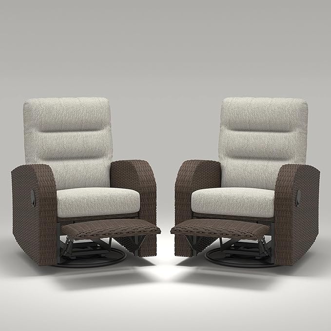 LayinSun Oversized Wicker Outdoor Swivel Glider Recliner - Image 8