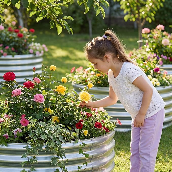 AHEONLAR 3Pack 2x2x1 ft Round Galvanized Raised Garden Bed Kit Round Metal - Image 4