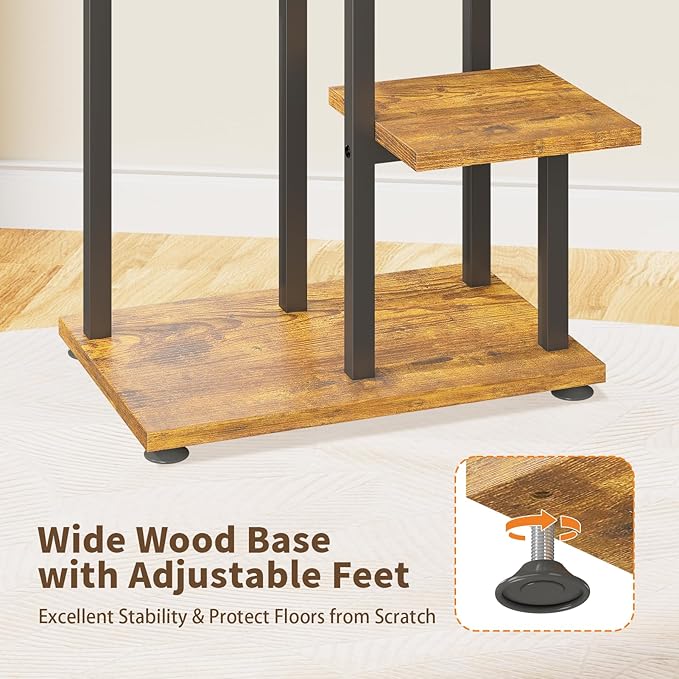 LASZOLA Black 5 Tiered Wood Plant Stand Indoor - Image 4