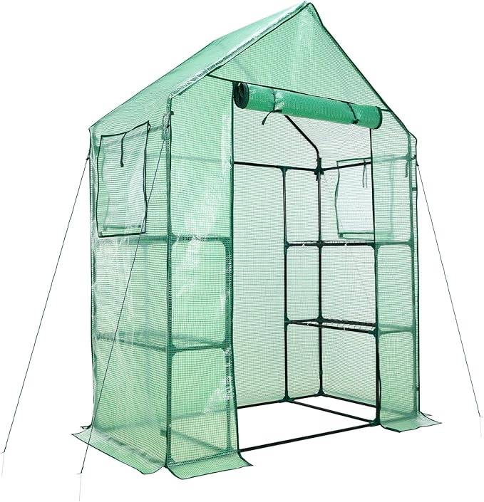 Aoodor Walk-in Greenhouse with 4 Shelves, 4.7×2.5×6.4 ft Outdoor Garden Plant by Aoodor