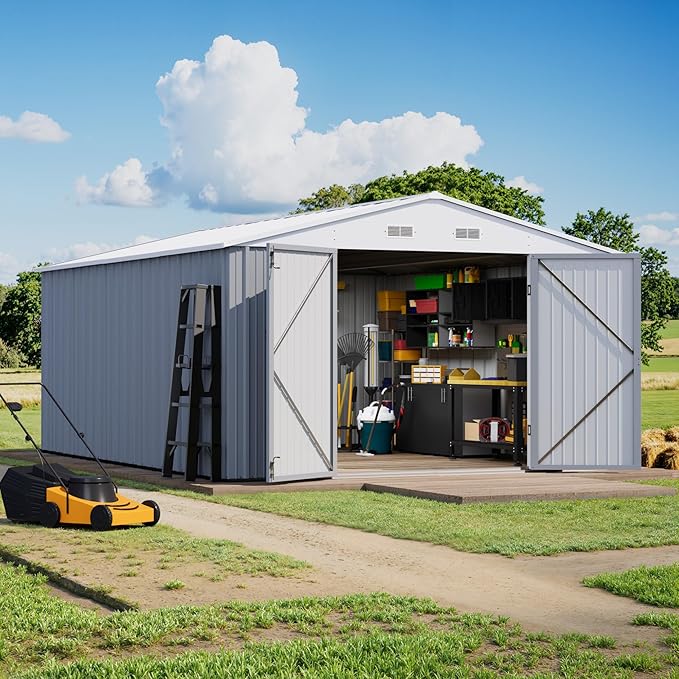 Greesum 10×14 FT Outdoor Storage Shed, Metal Storaged Sheds Without Floor - Image 6
