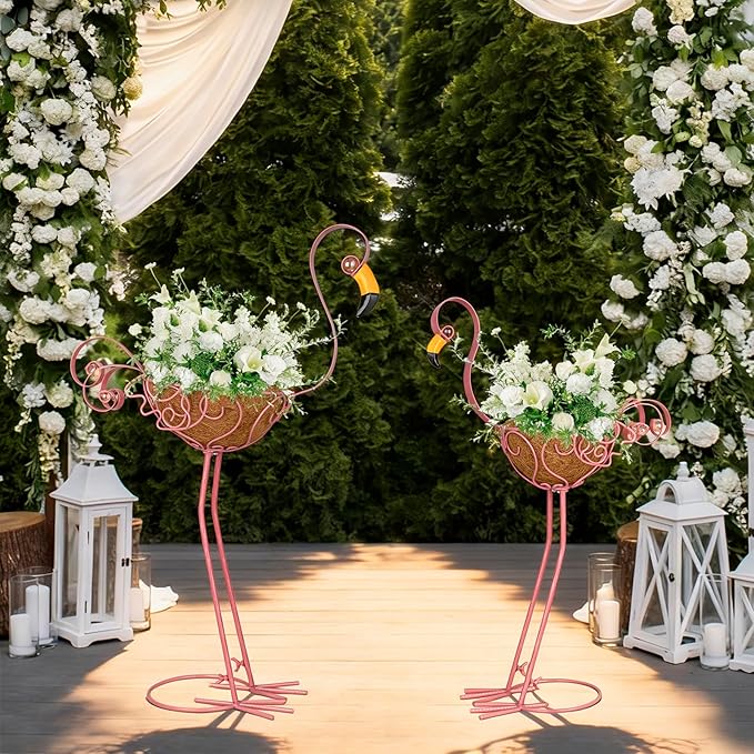 Set of 2 Pink Flamingo Outdoor Planters - Image 6