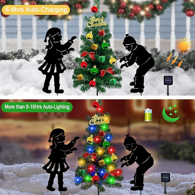 Solar Outdoor Christmas Tree, 3 Pack Christmas Outdoor Decorations - Image 2