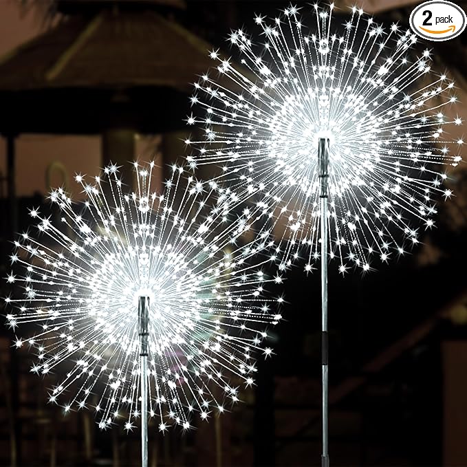 JJGoo Solar Firework Lights, 2 Pack 150 LEDs 2 Lighting Modes Solar Lights by JJGoo