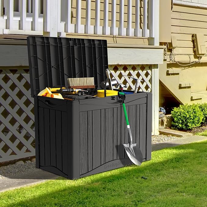 TARKARI 50 Gallon Lockable Resin Deck Box, Waterproof & UV-Resistant Outdoor - Image 6