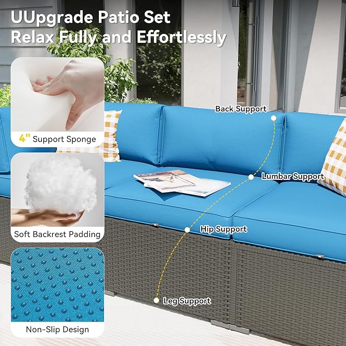 Aoxun Patio Furniture Set with Fire Pit Table, 8 Piece Outdoor Sectional Sofas - Image 2